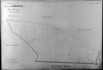 818113 Kadastrale kaart (minuutplan) van de gemeente Lauwerecht Sectie A, eerste blad met de grenzen van het ...